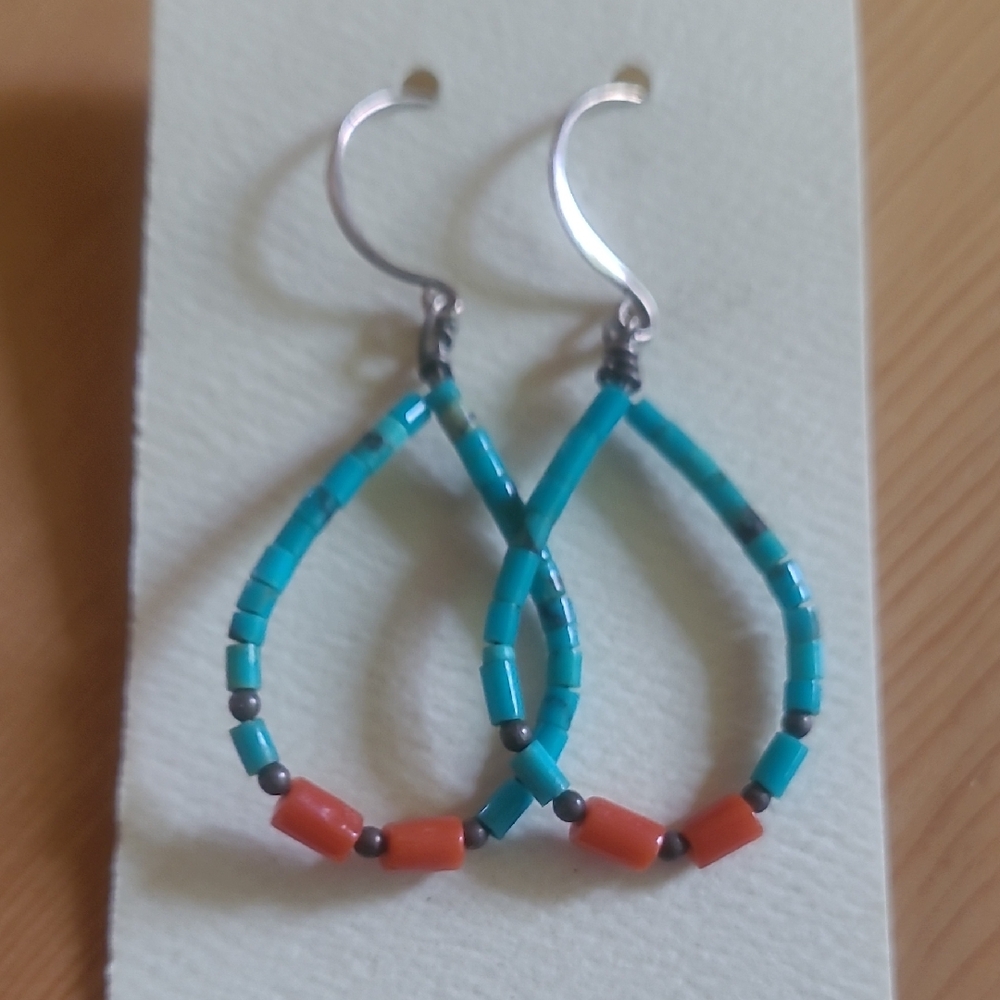 VIntage 1970s Native Made Turquoise Earrings